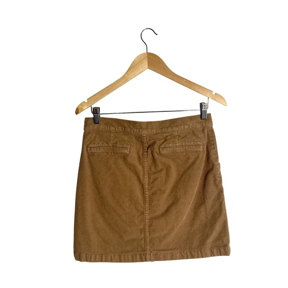 Tory Burch Tan Button Front Corduroy Skirt 4 Preppy Boho Fall Mod Minimalist
